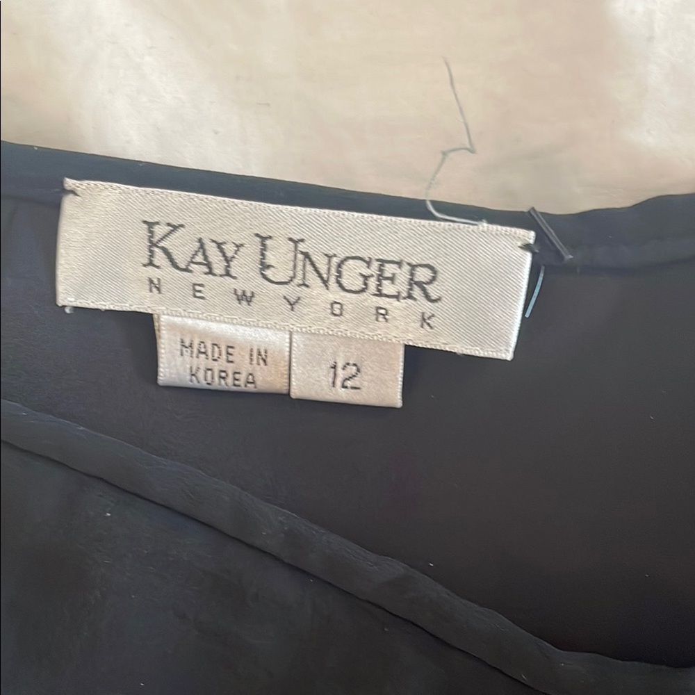 Kay Unger Black silk Straight Leg Pants